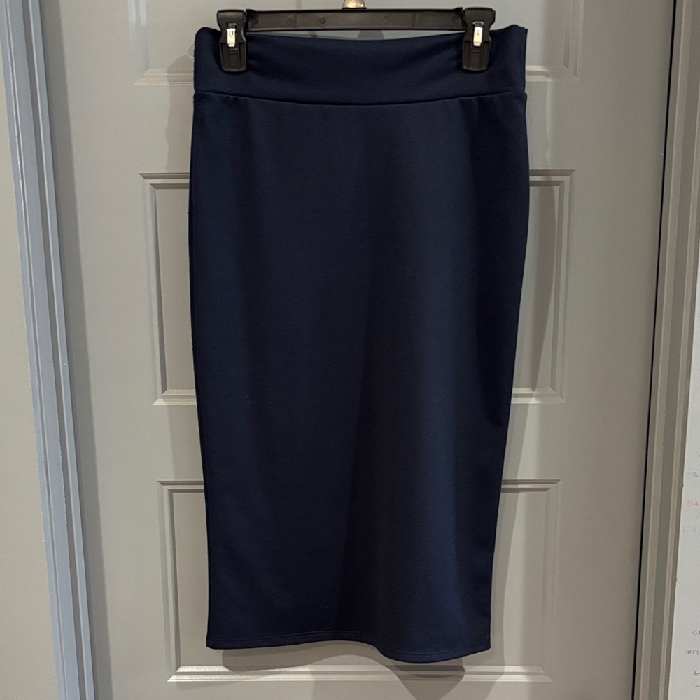 Azules Elegant Dark Navy Blue Pencil Skirt